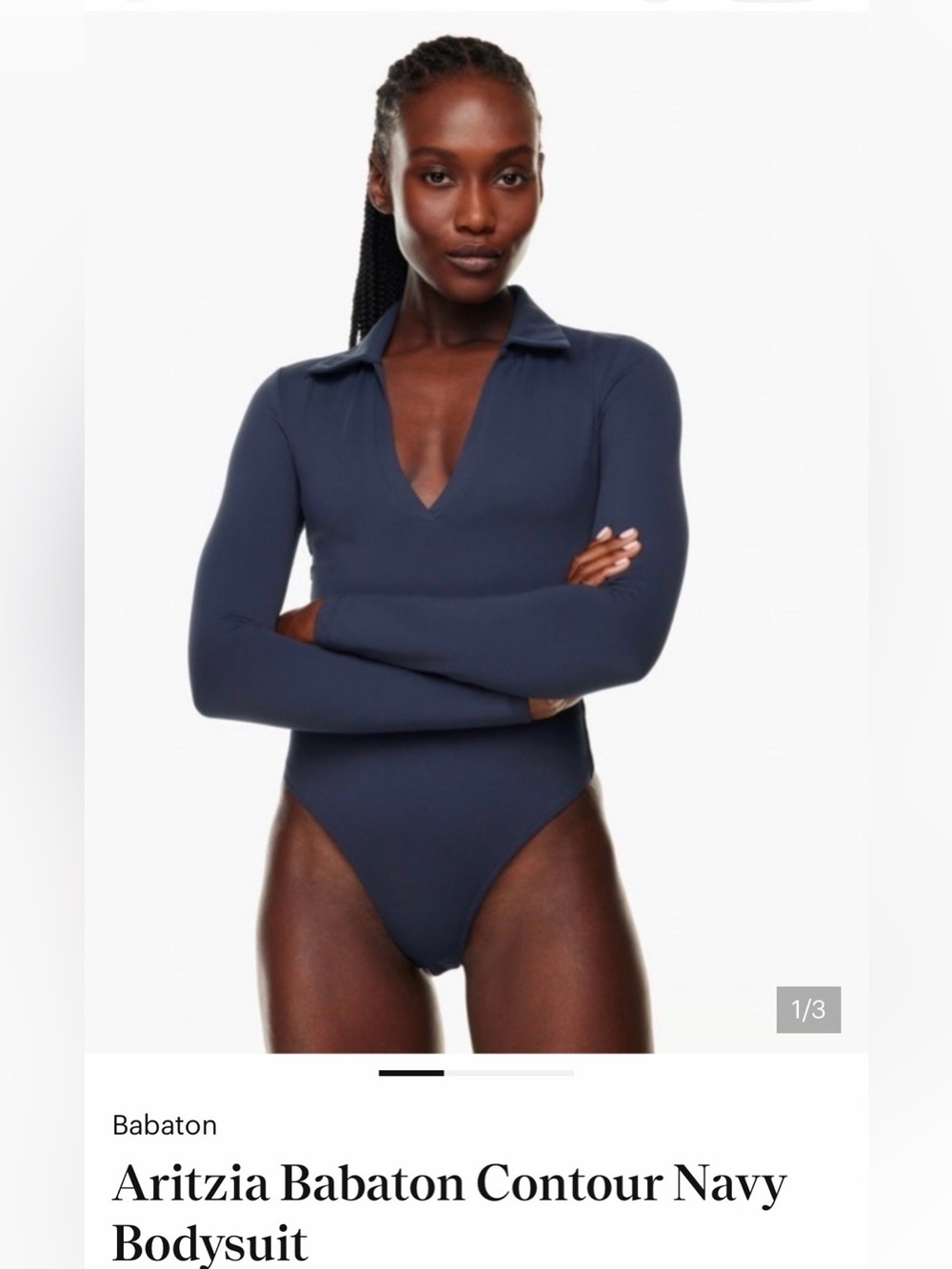 Aritzia Babaton Contour Navy Bodysuit S